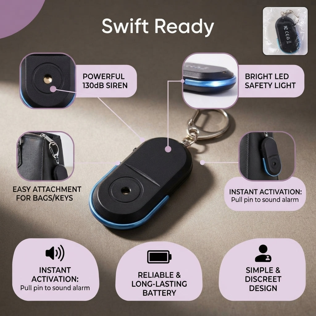 Personal Safety Alarm Keychain  Loud Emergency Siren With Led Light